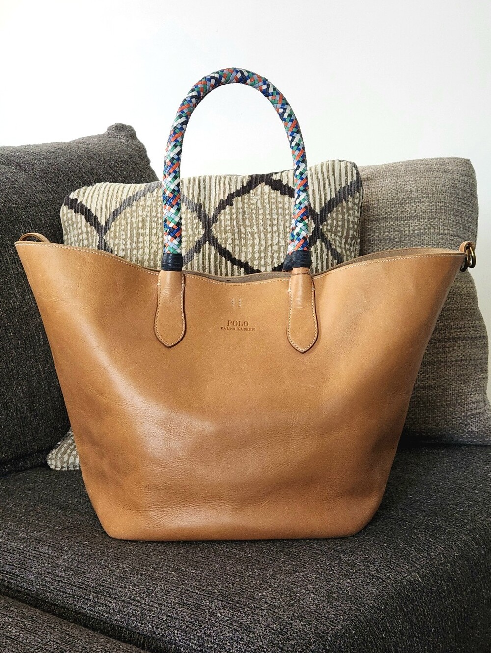 🐎RARE Polo Ralph Lauren🐎 - XL Natural Bellport Tote Bag w/Woven Handles